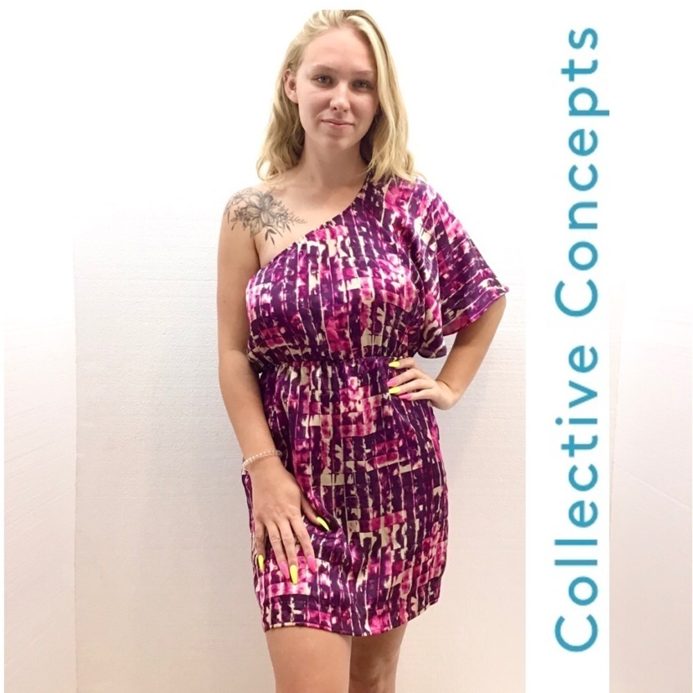 Collective Concepts Purple One Shoulder Dress